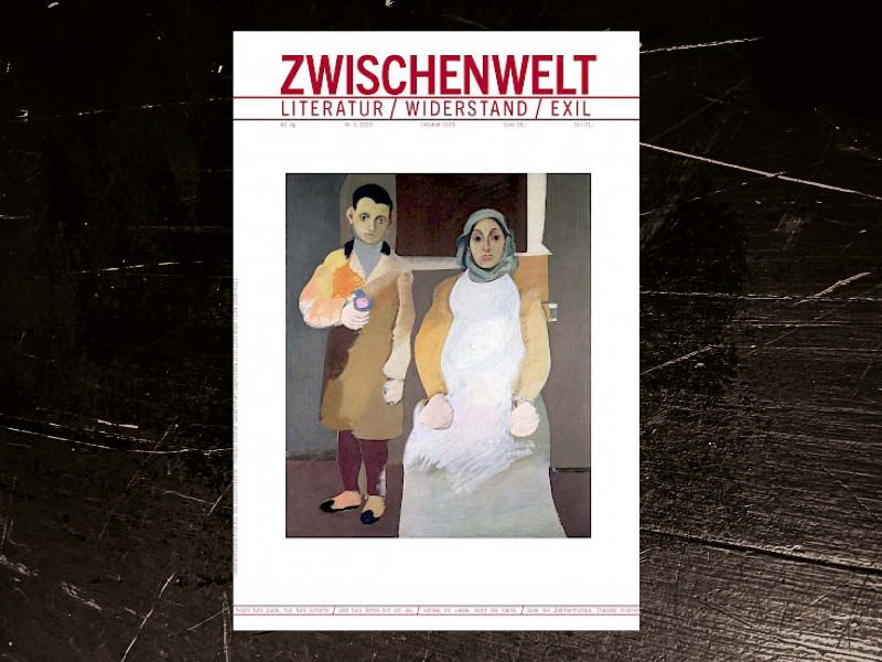 Abbildung des Covers der Zeitschrift "Zwischenwelt", darauf ein gemaltes Porträt eines Paares.